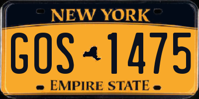 NY license plate GOS1475