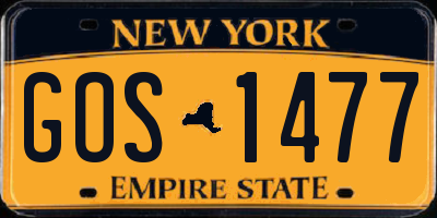 NY license plate GOS1477