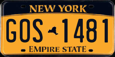 NY license plate GOS1481