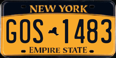 NY license plate GOS1483