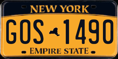 NY license plate GOS1490