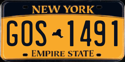 NY license plate GOS1491