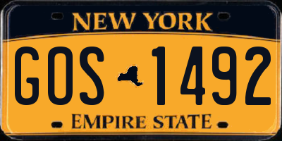 NY license plate GOS1492