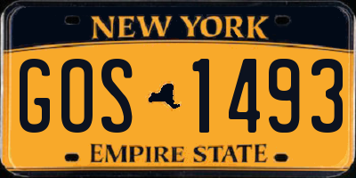 NY license plate GOS1493
