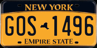NY license plate GOS1496