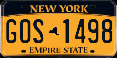 NY license plate GOS1498