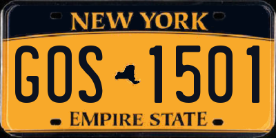 NY license plate GOS1501