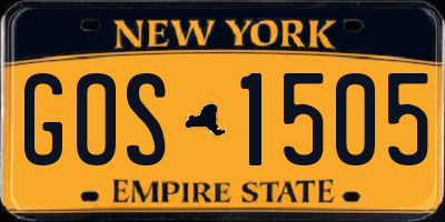 NY license plate GOS1505