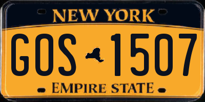 NY license plate GOS1507
