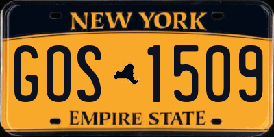 NY license plate GOS1509