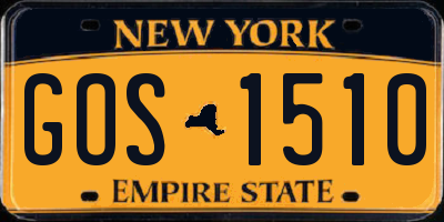 NY license plate GOS1510