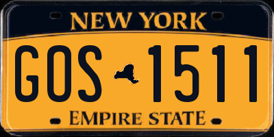 NY license plate GOS1511