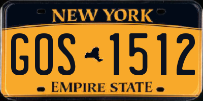 NY license plate GOS1512