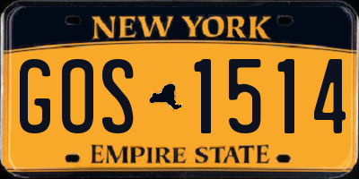 NY license plate GOS1514
