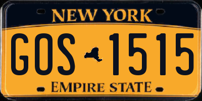 NY license plate GOS1515