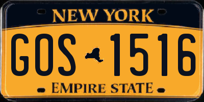 NY license plate GOS1516