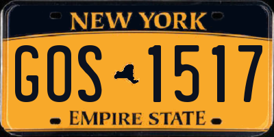 NY license plate GOS1517