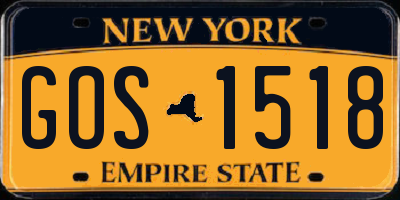 NY license plate GOS1518