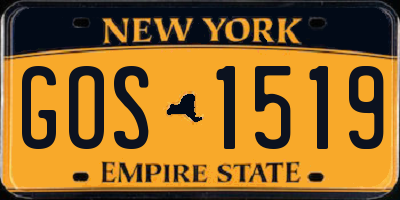 NY license plate GOS1519
