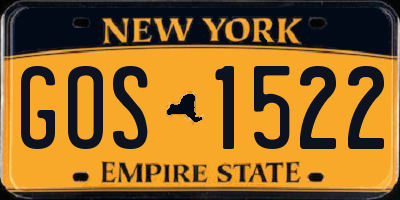 NY license plate GOS1522