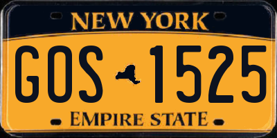 NY license plate GOS1525