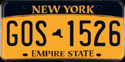 NY license plate GOS1526