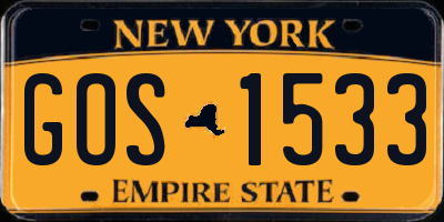 NY license plate GOS1533