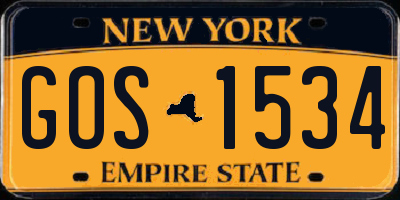 NY license plate GOS1534