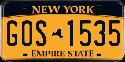 NY license plate GOS1535