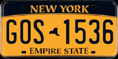 NY license plate GOS1536