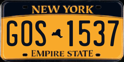 NY license plate GOS1537