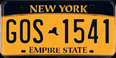NY license plate GOS1541