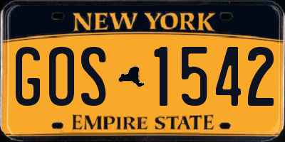 NY license plate GOS1542