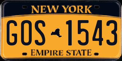NY license plate GOS1543
