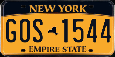 NY license plate GOS1544