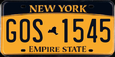 NY license plate GOS1545