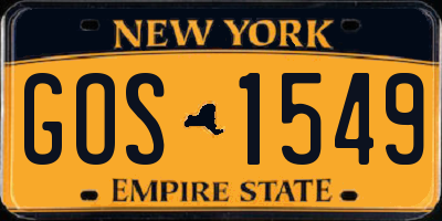 NY license plate GOS1549