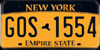 NY license plate GOS1554
