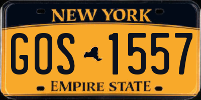 NY license plate GOS1557