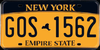 NY license plate GOS1562