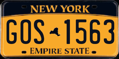 NY license plate GOS1563