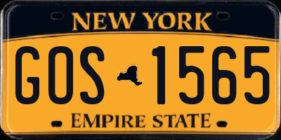 NY license plate GOS1565