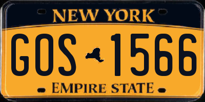 NY license plate GOS1566