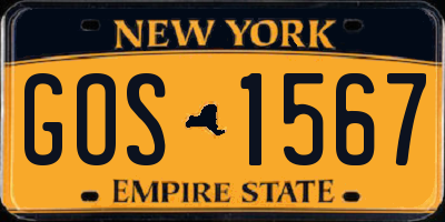 NY license plate GOS1567