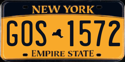 NY license plate GOS1572