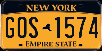NY license plate GOS1574