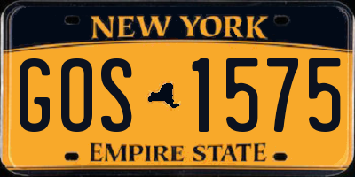 NY license plate GOS1575