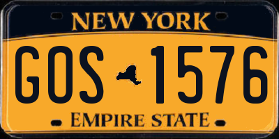 NY license plate GOS1576