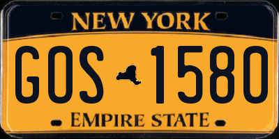 NY license plate GOS1580