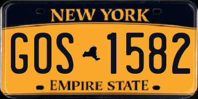 NY license plate GOS1582
